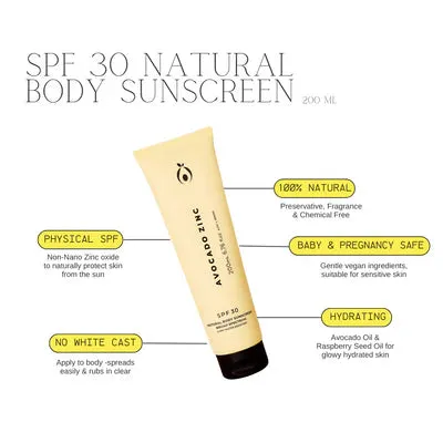 SPF 30 Natural Body Sunscreen - Avocado Zinc