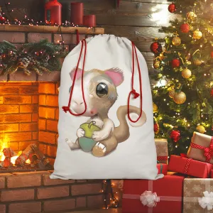 Squirrel Sublimation Linen Drawstring Sack