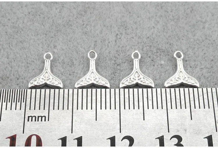 Sterling Silver Fishtail Charm Pendant 6.5x7.5mm Charms Findings for Handmade Pure Fine Jewelry Making Wholesale Bulk