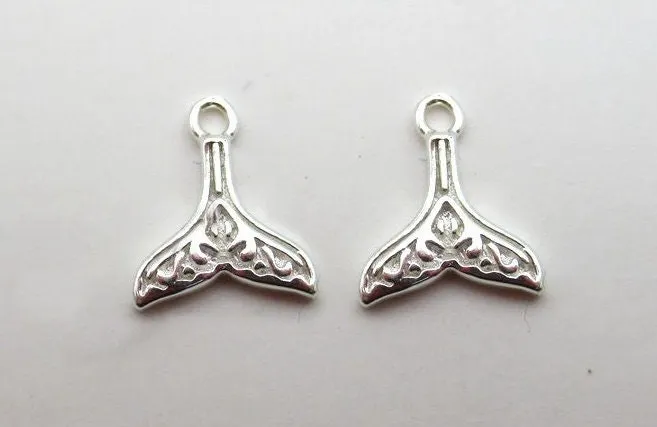 Sterling Silver Fishtail Charm Pendant 6.5x7.5mm Charms Findings for Handmade Pure Fine Jewelry Making Wholesale Bulk