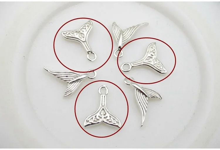 Sterling Silver Fishtail Charm Pendant 6.5x7.5mm Charms Findings for Handmade Pure Fine Jewelry Making Wholesale Bulk