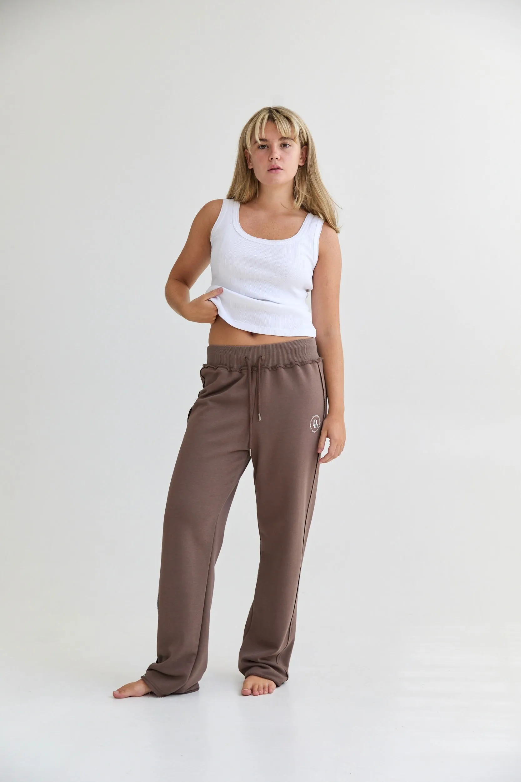 Straight Leg Sweatpants -  chocolate