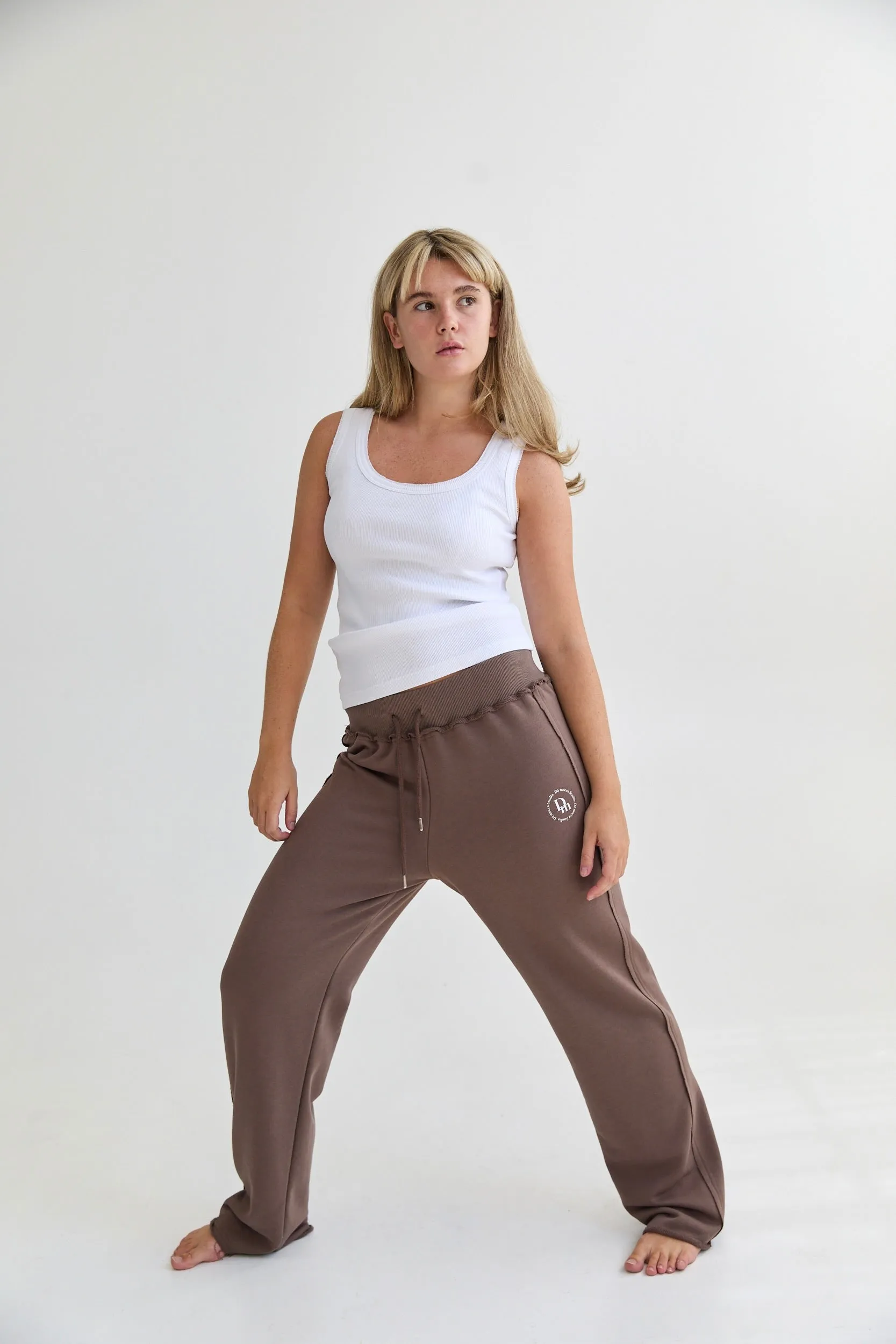 Straight Leg Sweatpants -  chocolate