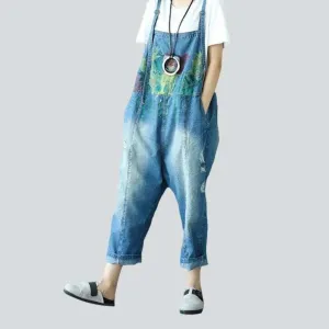 Stylish painted denim dungaree for women