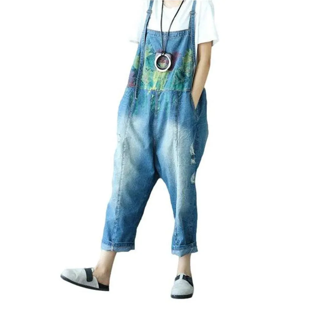 Stylish painted denim dungaree for women