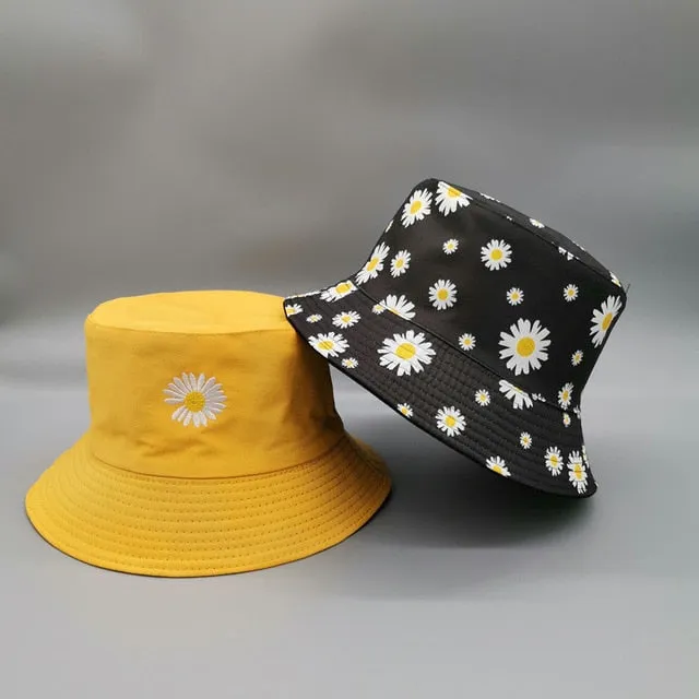 Sunscreen Daisy Embroidery Fisherman Hat