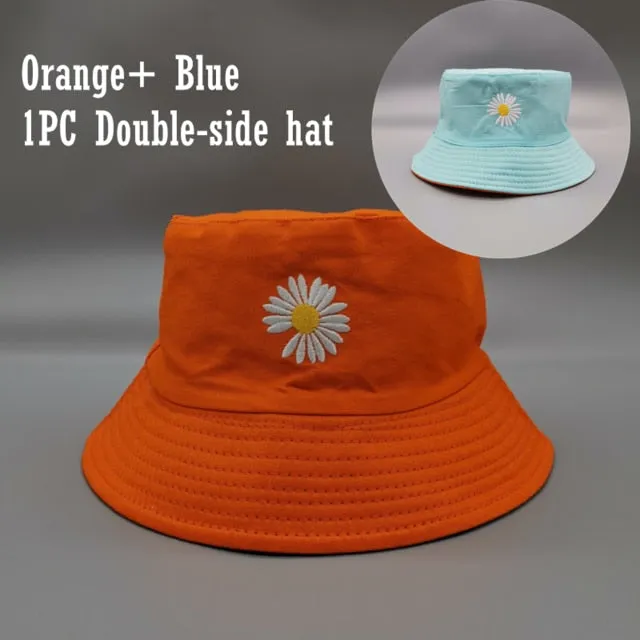 Sunscreen Daisy Embroidery Fisherman Hat