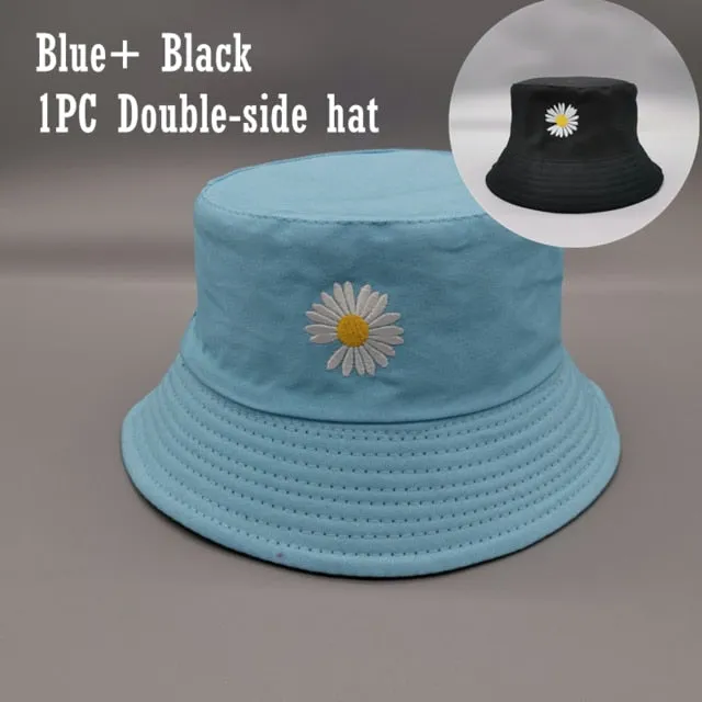 Sunscreen Daisy Embroidery Fisherman Hat