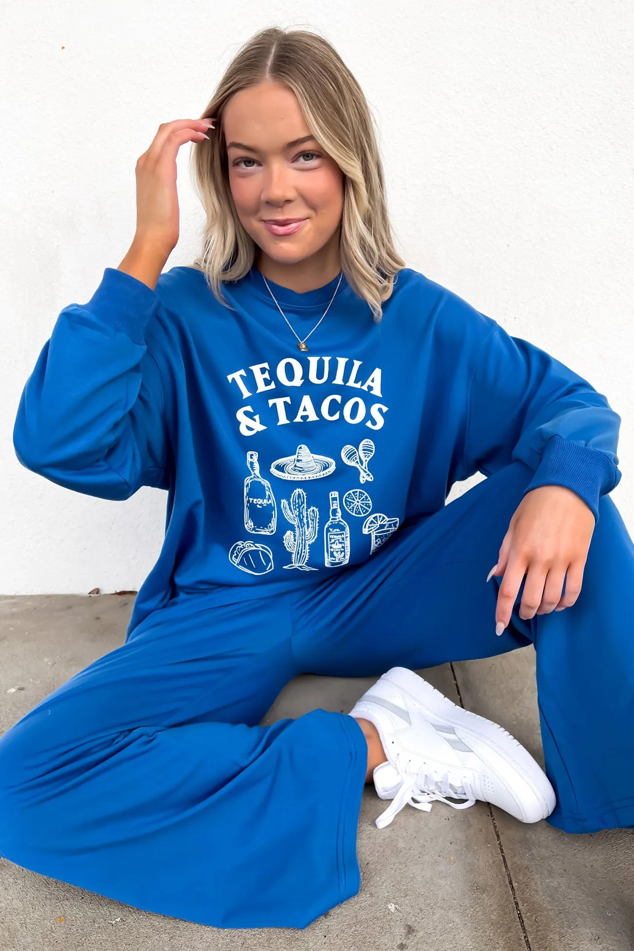 T & T Sweatpants Set Blue White