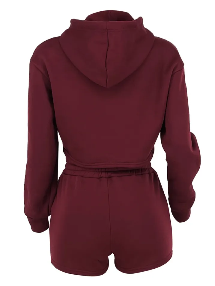 TEEK - Burgundy Hoodie Two Piece Set