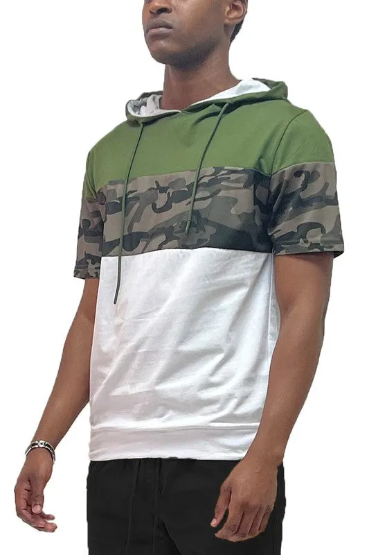 TEEK - Camo and Solid Block Hooded Shirt