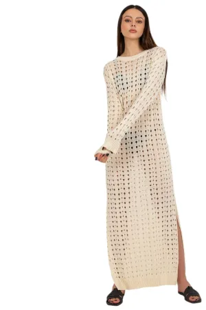 TEEK - Long Sleeve Mesh Side Slit Beach Dress