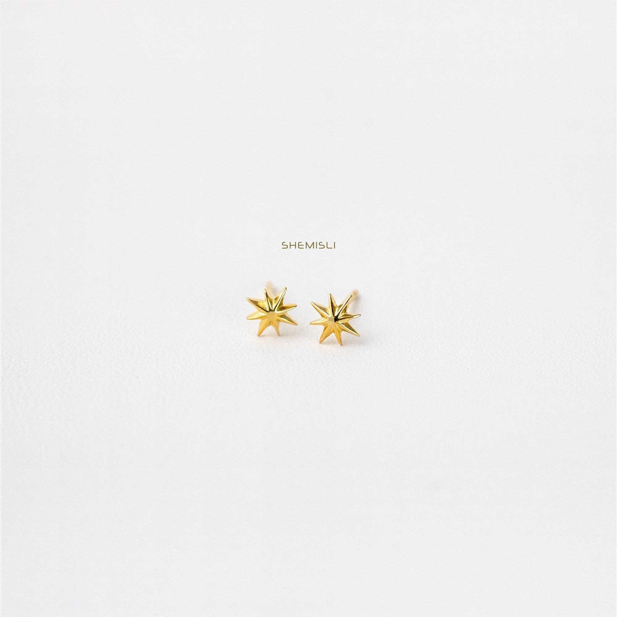 Tiny Star Studs Earrings, Starburst Studs, Celestial Earrings for Stacking Unisex, Gold, Silver SHEMISLI - SS032