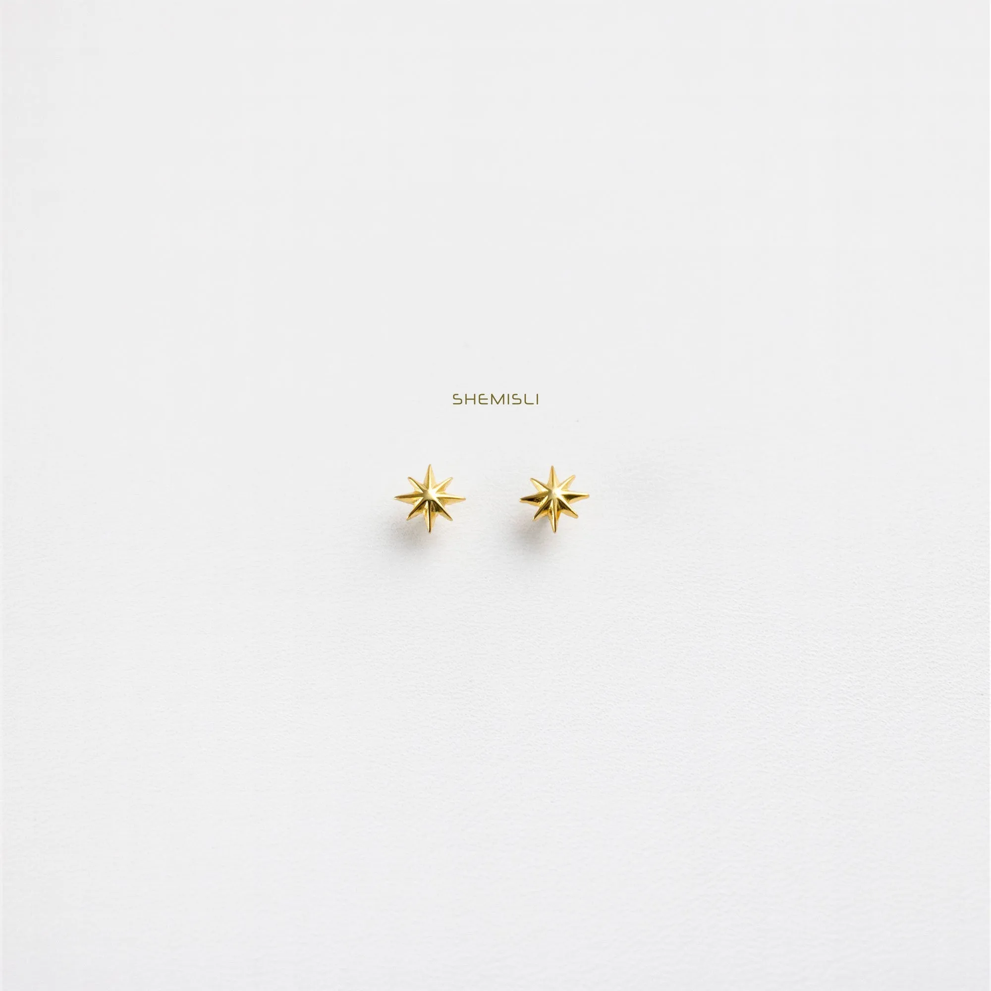 Tiny Star Studs Earrings, Starburst Studs, Celestial Earrings for Stacking Unisex, Gold, Silver SHEMISLI - SS032