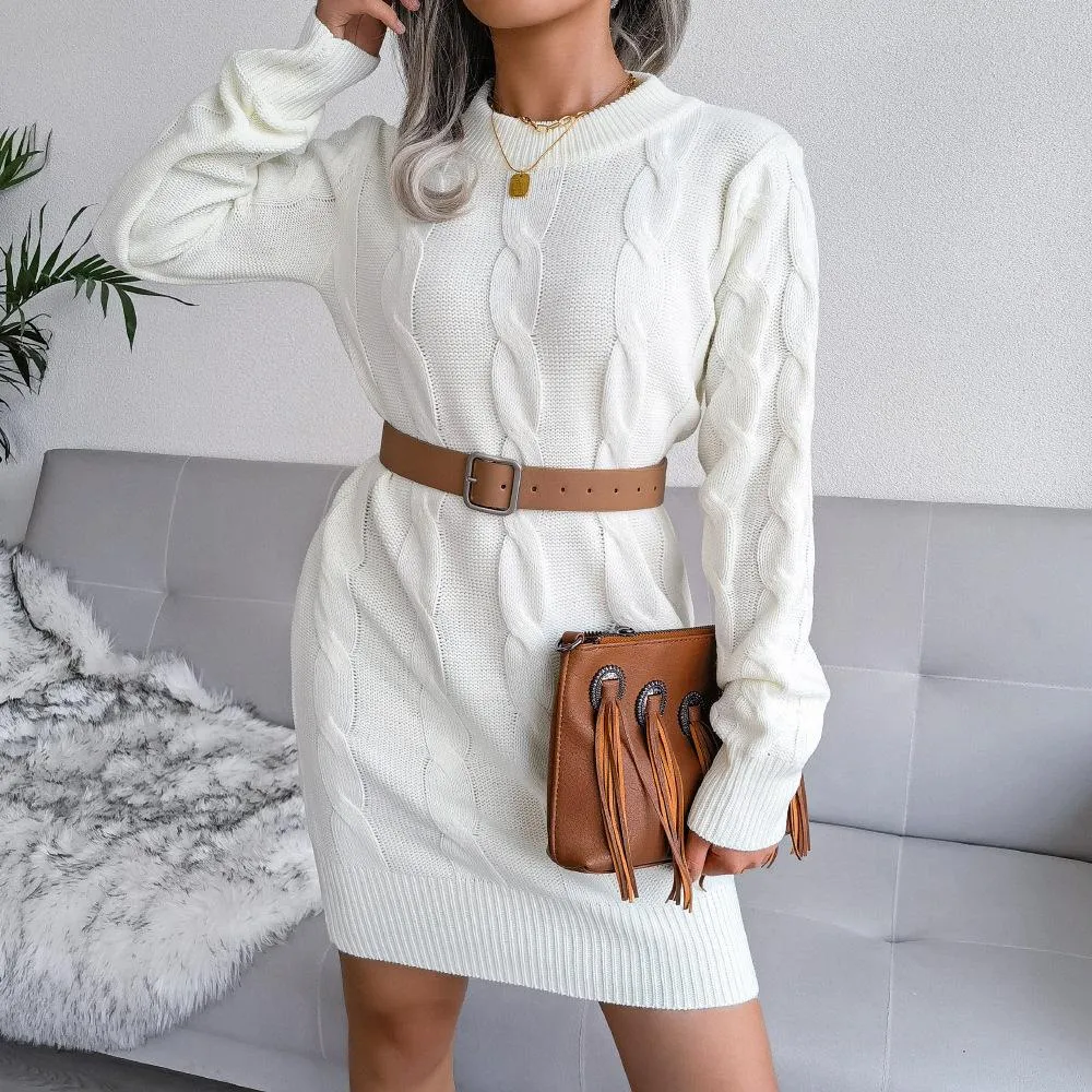 Twisted hip sweater dress knitted dress