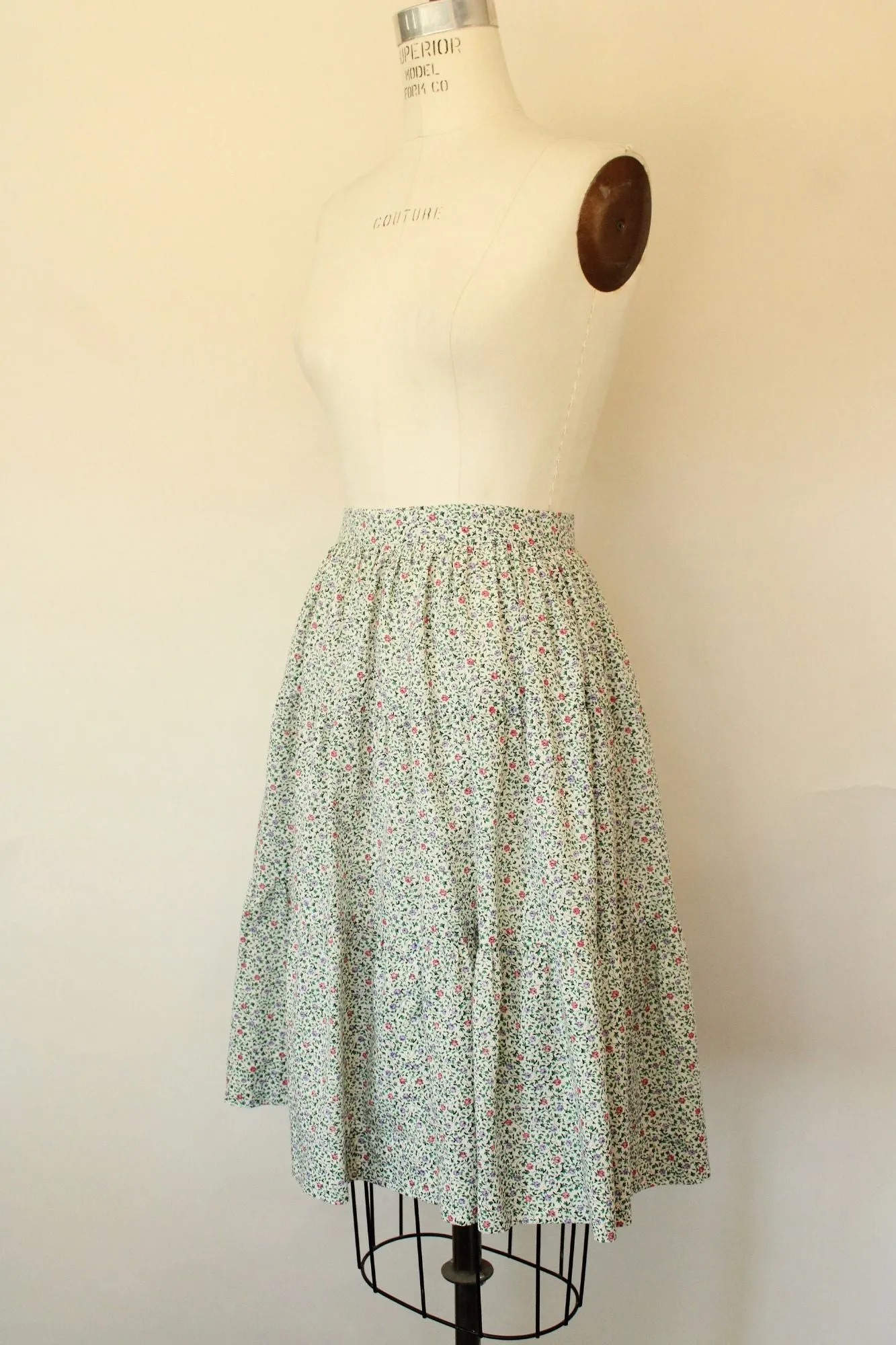 Vintage 1970s 1980s Floral Print Calico Skirt