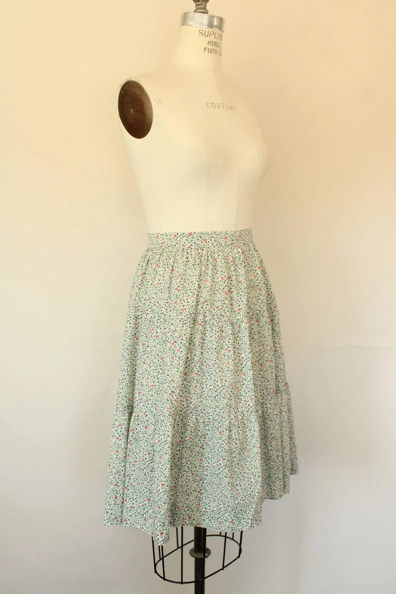 Vintage 1970s 1980s Floral Print Calico Skirt