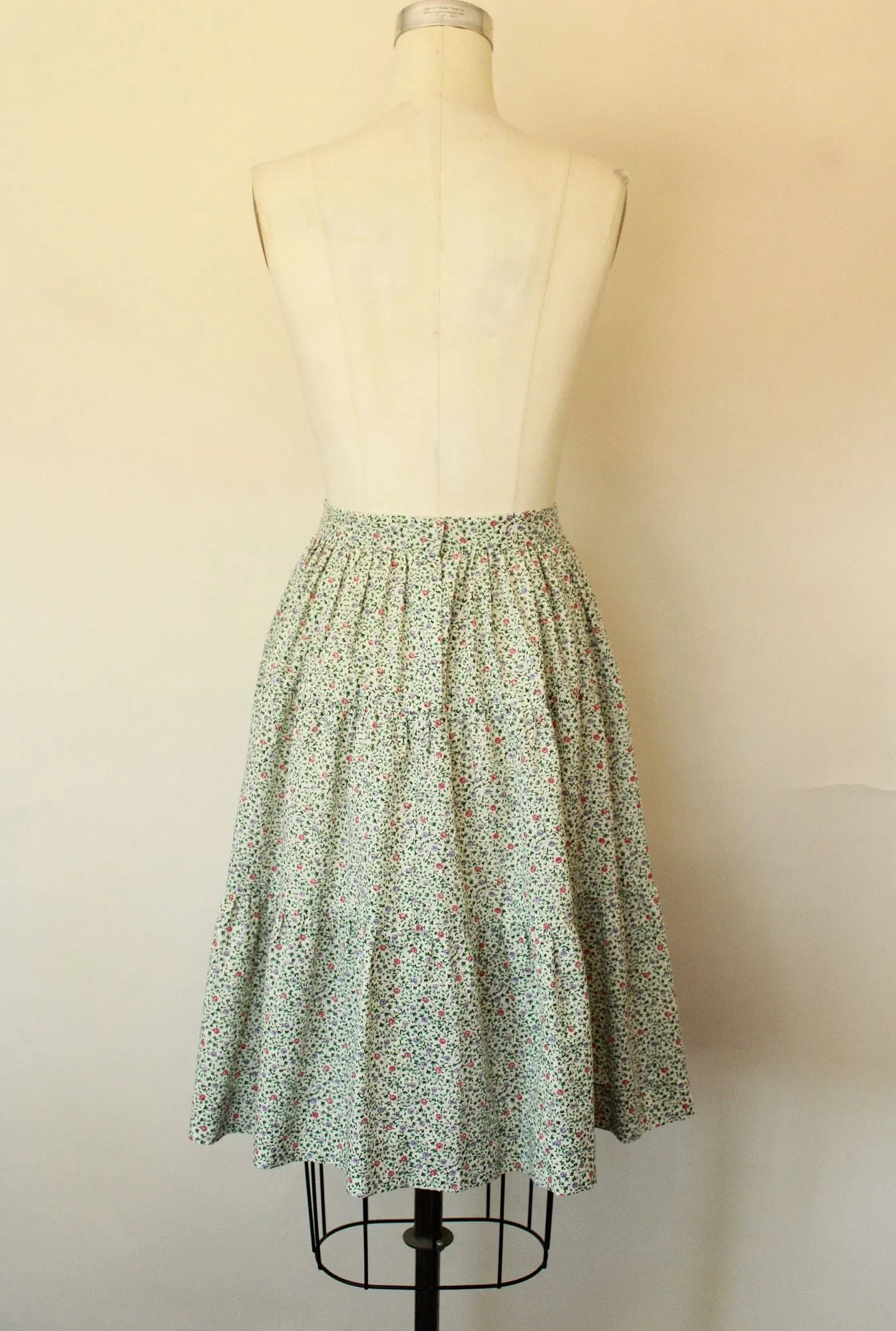 Vintage 1970s 1980s Floral Print Calico Skirt