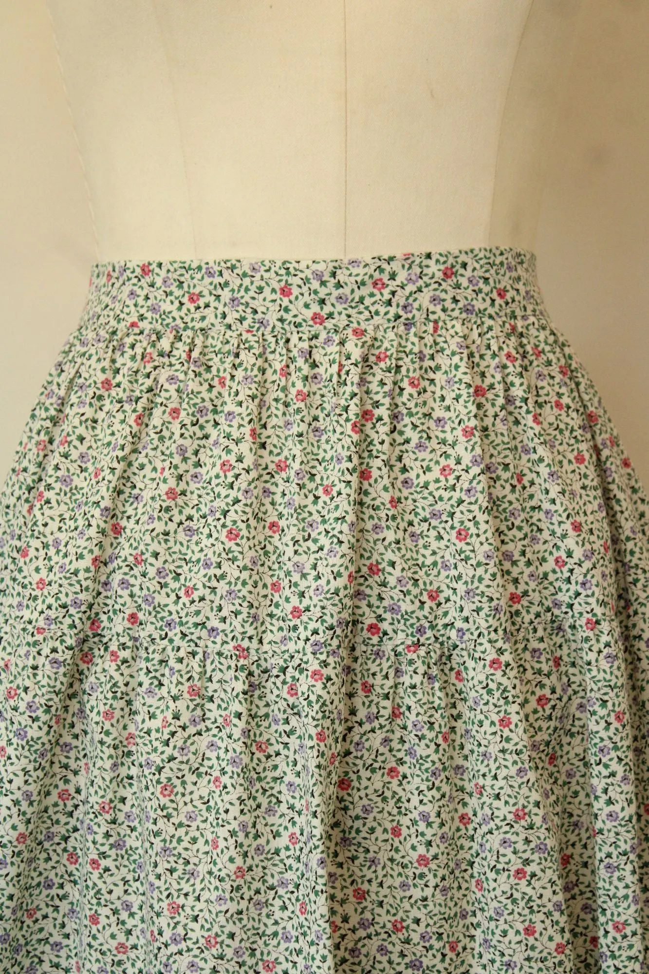 Vintage 1970s 1980s Floral Print Calico Skirt