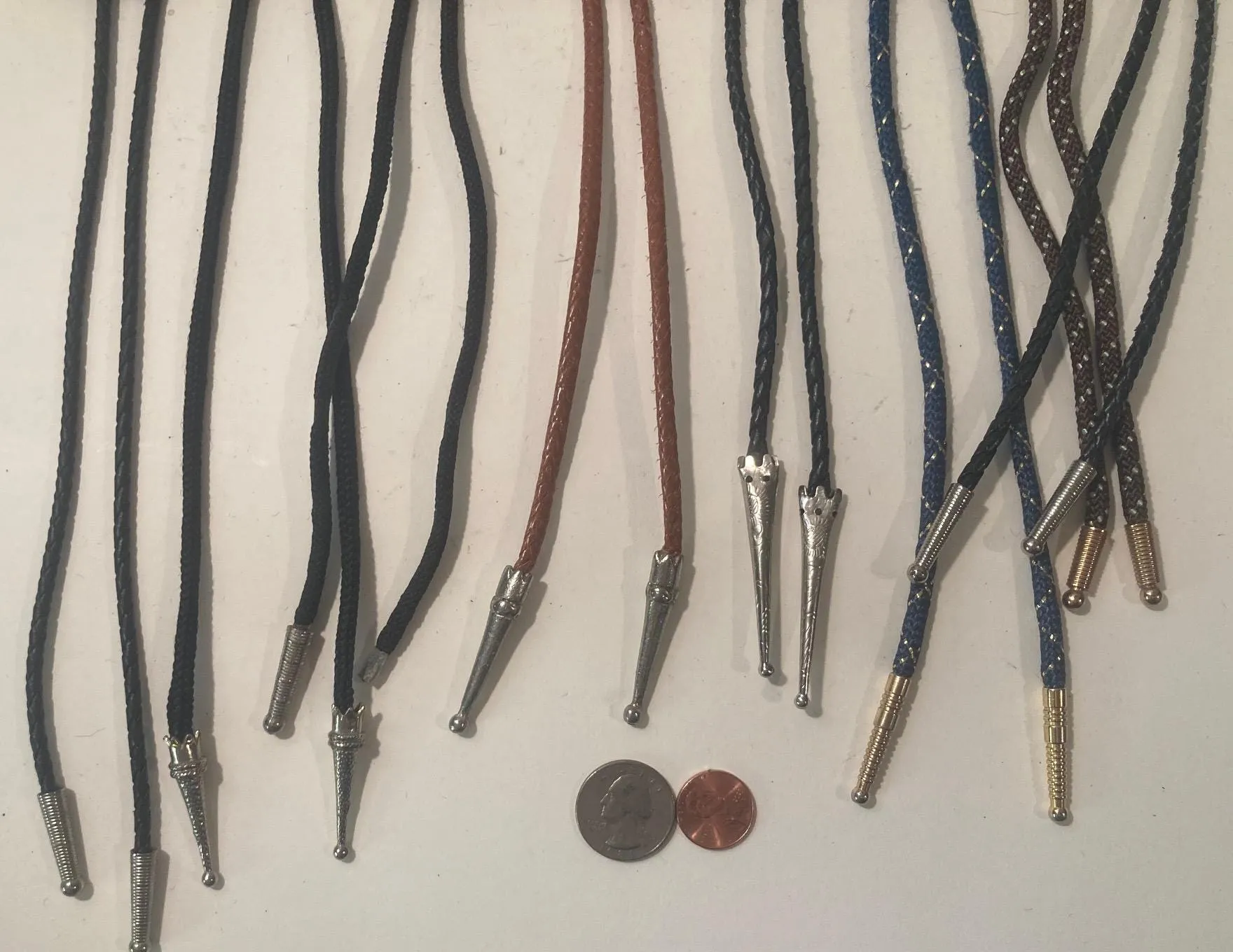 Vintage Lot of  Metal Bolo Ties, Cowboy Hat, Cowboy Boots, Fly Fishing, Black Onyx, More, Nice Designs, Quality, Heavy Duty