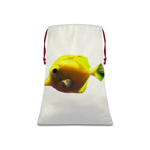 Yellow Fish Sublimation Linen Drawstring Sack